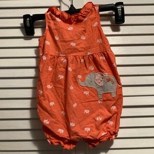 Just One You Carter’s baby coral elephant bubble romper floral ruffle neck 6M
